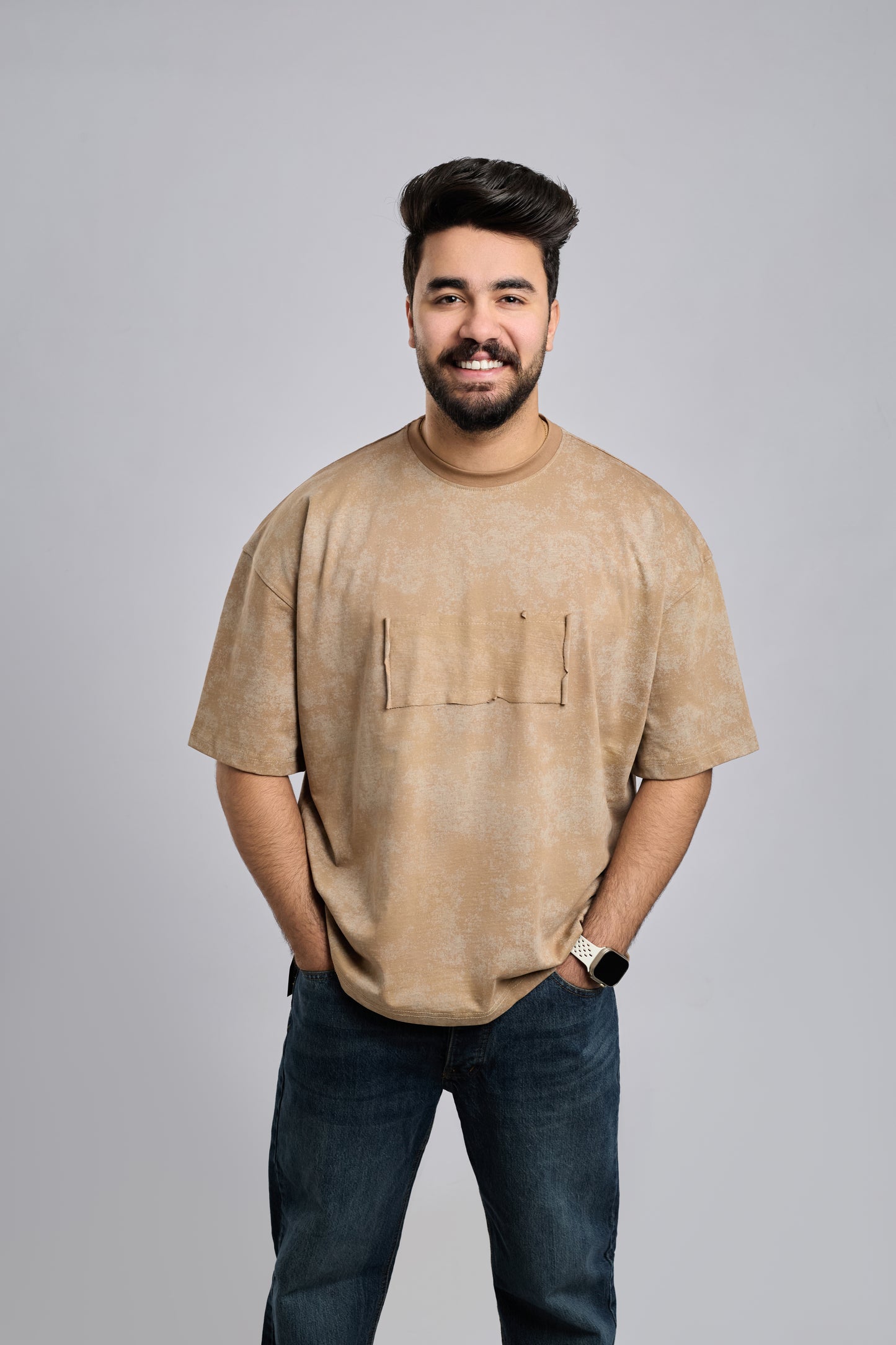 EarthTone Oversized T-shirt With Patch.