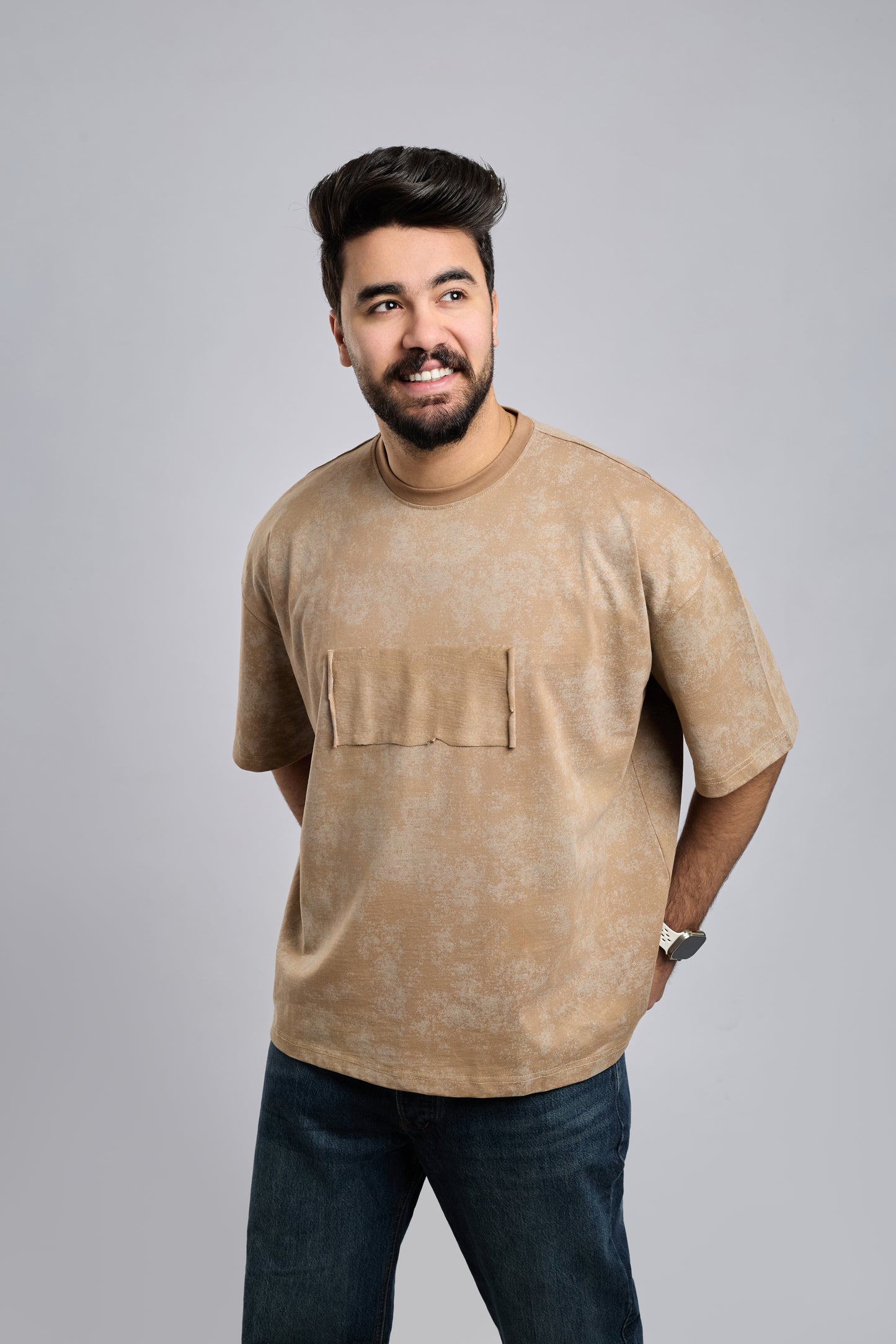 EarthTone Oversized T-shirt With Patch.