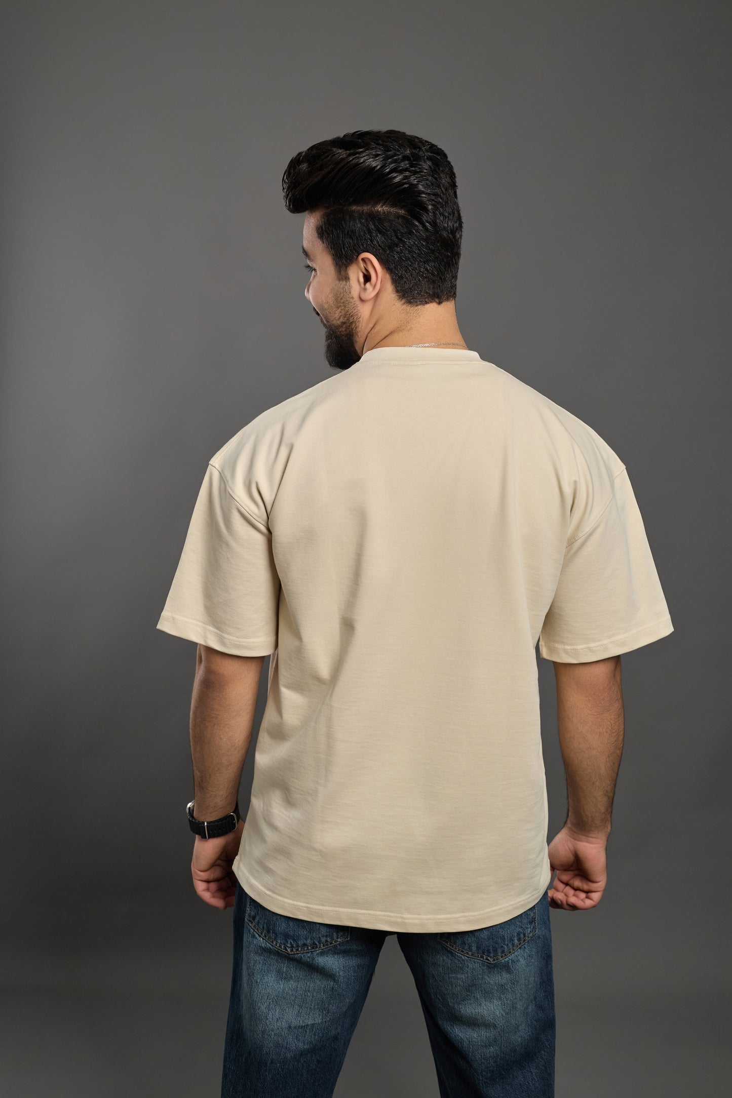 Ivory Beig Oversized T-Shirt.