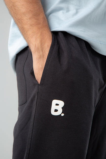 WASHED JOGGER WAIST PANTS - Black.