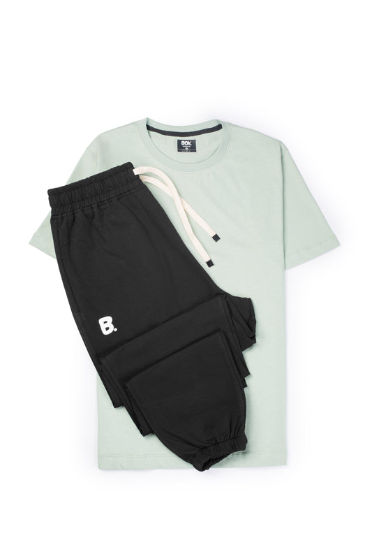 Mint Green T-Shirt + Black Jogger Set